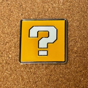 Super Mario Brothers ? Question Mark Box Glow in the Dark Lapel Pin Nintendo