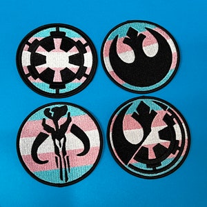 Patch Trans Star Wars Pride Transgenres 3" et 4" Patch Empire Rebel Mandalorian Duel 4 Options