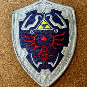 Zelda Triforce Hylian Shield Patch 4" standard and hook backing