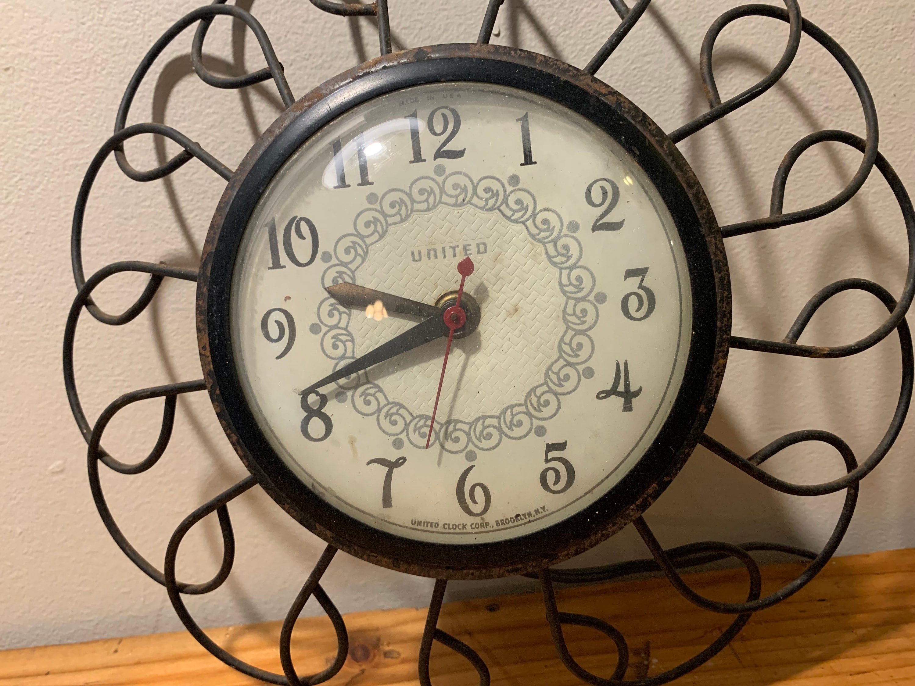 Vintage United Wall Clock United Clock Corp Brooklyn Ny Etsy