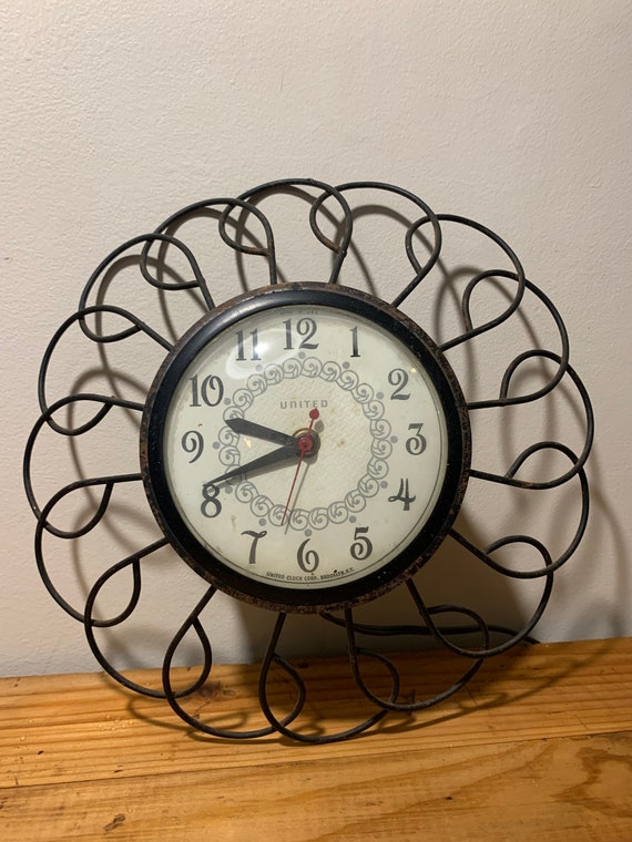 Vintage United Wall Clock United Clock Corp Brooklyn Ny Etsy