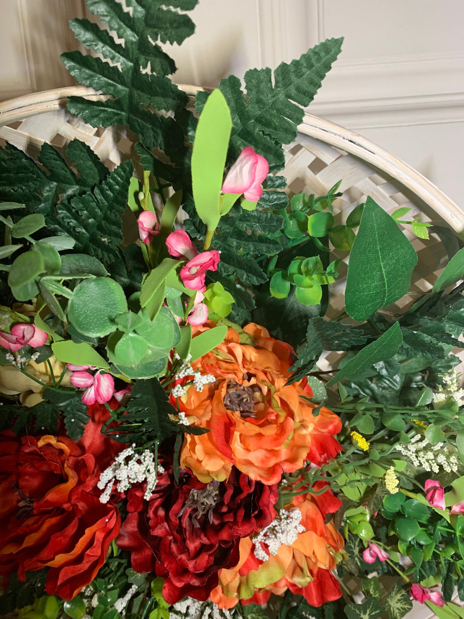 Round floral Tobacco basket Wreath Etsy