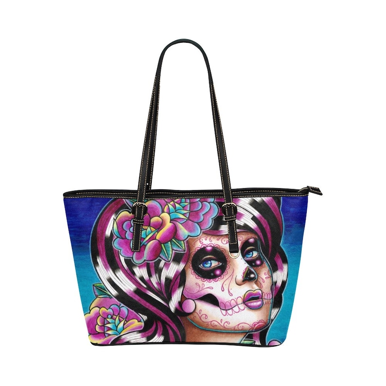 Benumbed by Carissa Rose | Large Purse | Day of the Dead Shoulder Bag | Sugar Skull Tattoo Art Lowbrow Pretty Roses buy | Made To Order