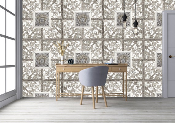 Faux Roman Ceiling Tile Removeable Wallpaper Peel And Stick Wallpaper Sticker Removable Repositionable Retro Re Positionable Gray Ancient