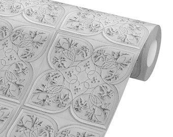 Antique White Grapevine Peel and Stick Wallpaper | Vintage Ceiling Removable Tile