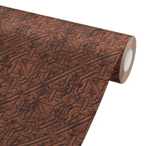 1615 Rusty Distressed Geometric Tiles Wallpaper Peel and Stick Wallpaper REMOVABLE Repositionable Retro Brown Copper Bronze
