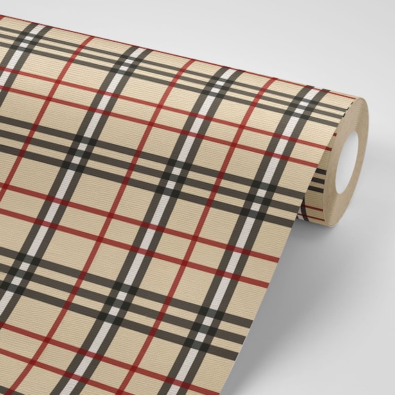 Red Black Tartan Plaid Tile Removeable Wallpaper Peel And Stick Wallpaper Sticker Repositionable Re Positionable Geometric Scottish Pattern