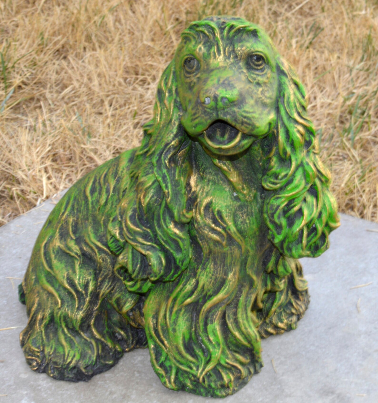Cocker Spaniel Dog Concrete Statue with Metallic Patina New | Etsy