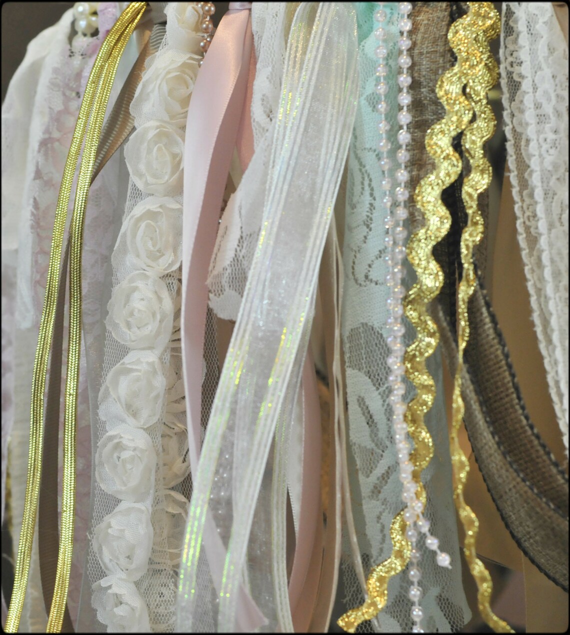 Shabby Chic Nursery Mobile Ribbon Mobile Lace and Burlap | Etsy