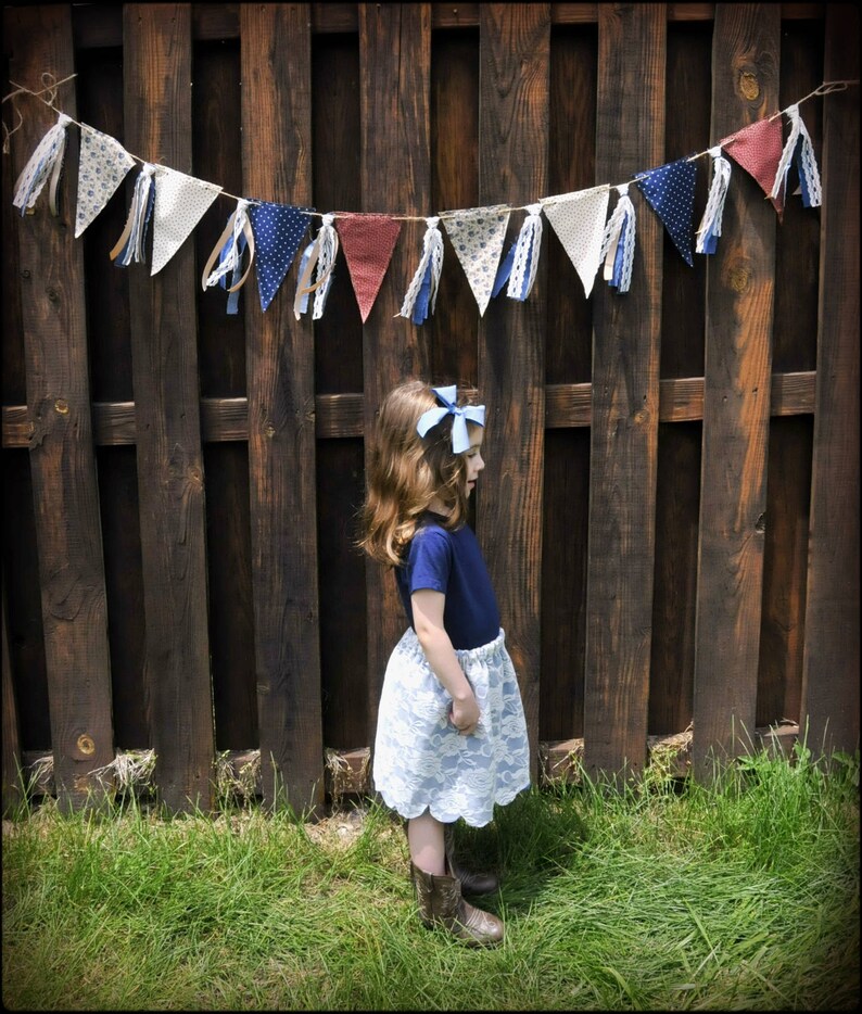 Americana Fabric Pennant Banner Western Party Banner Lace Etsy