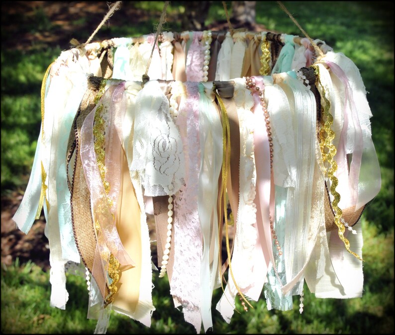 Shabby Chic Nursery Mobile Ribbon Mobile Lace and Burlap Etsy
