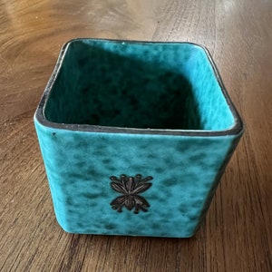 Vintage 1960s Gustavsberg Argenta Pottery Silver Inlay Cube