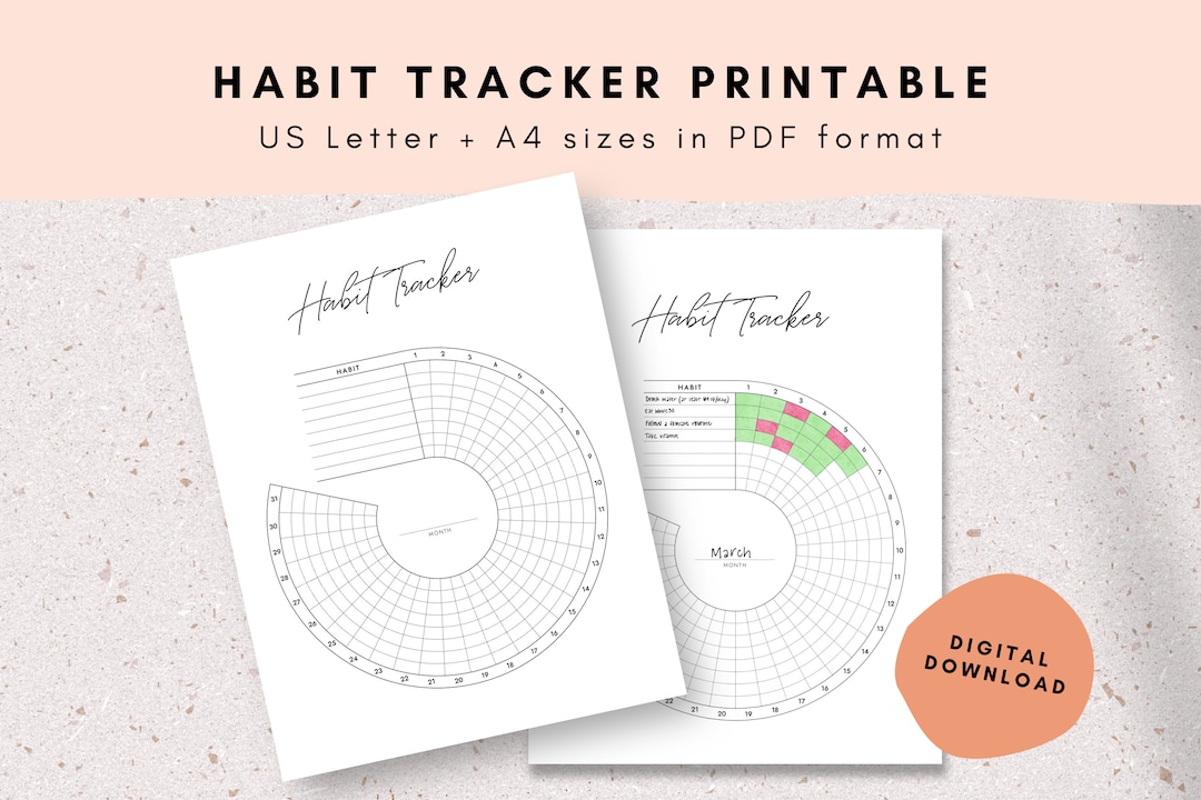 Habit Tracker – US Letter + A4 Printable – PDF Digital Download - Etsy