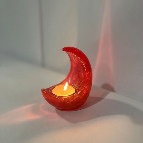 Pink Crescent Moon Candle Holder