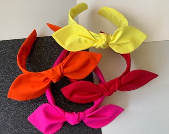 Solid Colored Cotten knot bow headbands