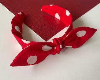 Minnie White and Red Polka Dot knot headband