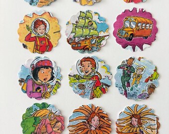 The Magic School Bus cupcake toppers/ tags/ straws