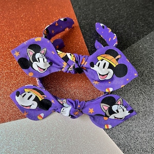 Halloween Mickey and Minnie knot bow headband