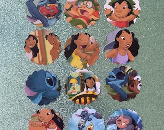 Lilo and Stitch cupcake toppers tags straws