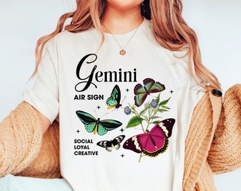 Gemini Shirt Zodiac Moth Shirt Teenage Girl Gifts Butterfly Shirt Gemini Gift Dark Academia Mystical Shirt May Birthday June Birthday