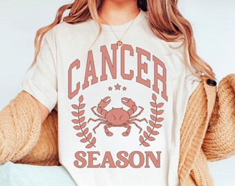 Cancer Shirt Zodiac Preppy Clothes Teenage Girl Gifts Cancer Gift Light Academia Mystical Shirt June Birthday July Birthday Astrology Shirt