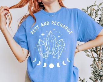 Moon Phase Shirt Mystical Shirt Crystal Shirt Crystal Lover Gift Self Care Shirt Mental Health Shirt Spiritual Shirt Oversized Shirt