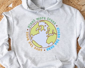 Save the Planet Hoodie Sweatshirt - Earth Day Hoodie - Environmental Clothing - Save The Seas - Earth Lover Gildan Hooded Sweatshirt