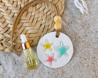 Beach Essential Oil Car Diffuser Charm | STARFISH | Handmade Polymer Clay and Resin Car Charm