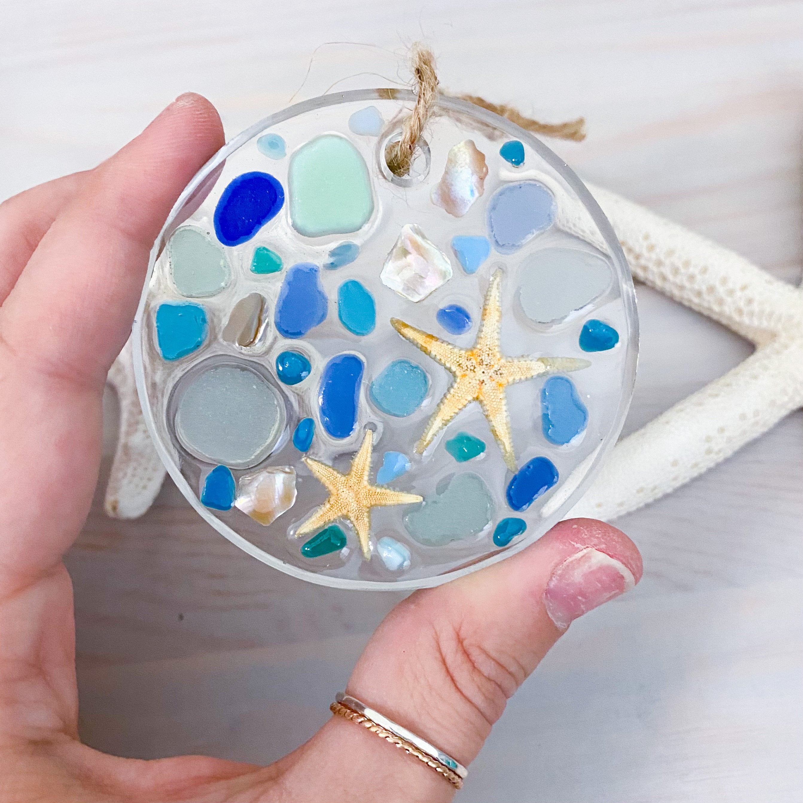 Sea Glass Ornament Beach Resin Christmas Ornament Coastal Etsy