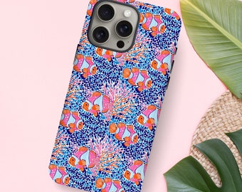 Coral Reef Tropical Phone Case Hawaiian Coconut Girl Beachy Ocean Inspired Style Preppy Phone Case Iphone Samsung Pixel Cell Phone Case