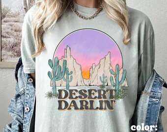 Desert Shirt Cowgirl Shirt Cactus Shirt Saguaro Cactus Desert Tshirt Western Graphic Tee Desert Scene Nashville Shirt Arizona Shirt