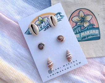 Sea Shell Beach Stud Earring Set