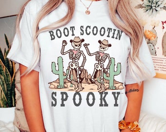 Boot Scootin Spooky Shirt Dancing Skeleton Shirt Dancing Skeletons Western Halloween Shirt Dancing Skeleton Halloween Shirt Disco Cowgirl