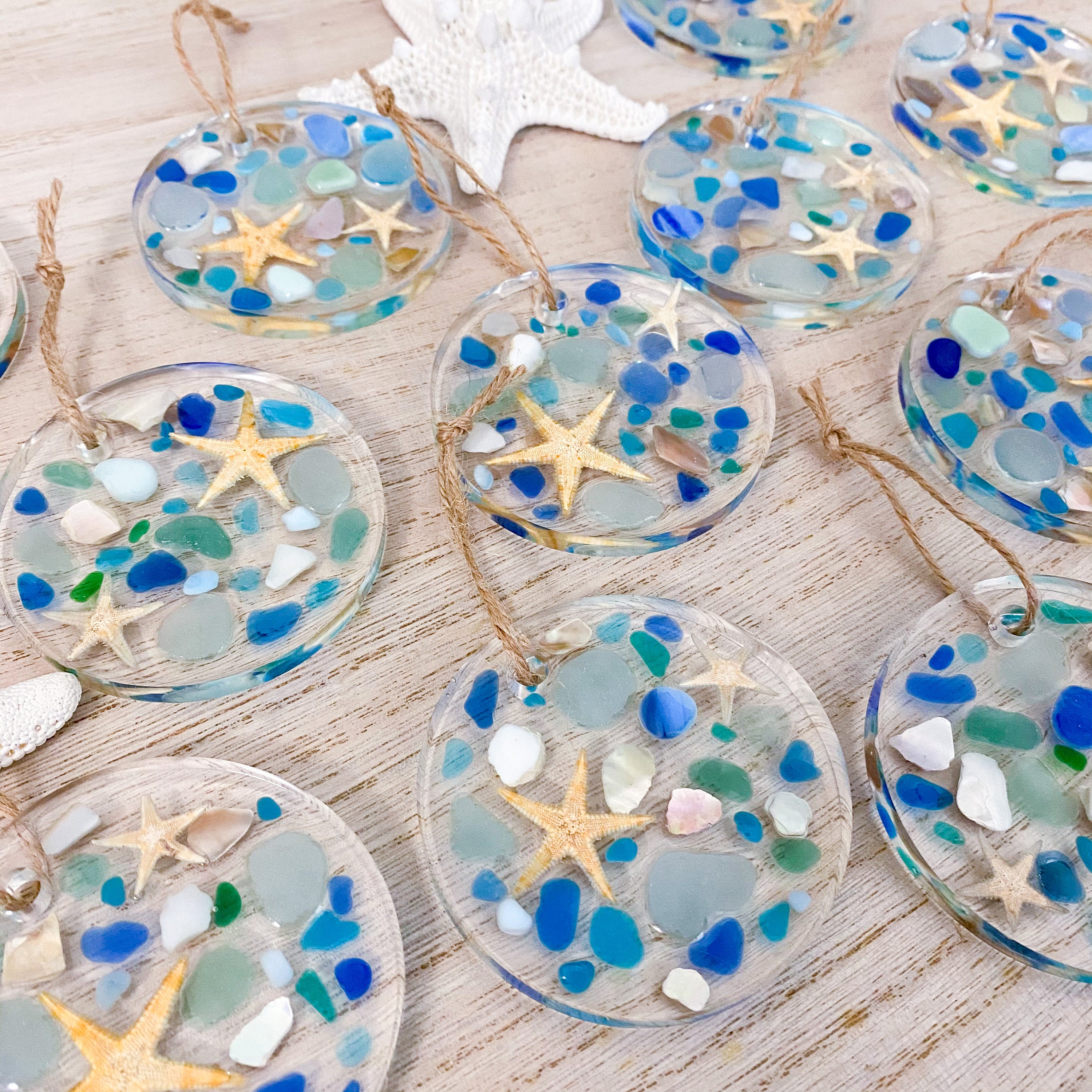 Sea Glass Ornament Beach Resin Christmas Ornament Coastal Etsy