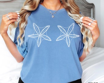 Starfish Shirt Mermaid Bra Shirt Mermaidcore Clothing Mermaid Shirt Beachy Shirt Mermaid Aesthetic Ocean Inspired Style Mermaid Core