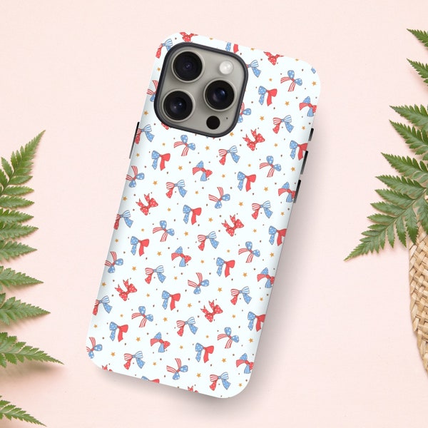 Coquette Phone Case USA Preppy Case Americana Coquette Girly Bows Soft Girl Aesthetic Summer Phone Case Iphone Samsung Pixel Cell Phone Case