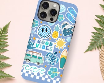 Coastal Ocean Collage Phone Case Coconut Girl Hawaiian Beach Preppy Phone Case Summer Phone Case Iphone Samsung Pixel Cell Phone Case