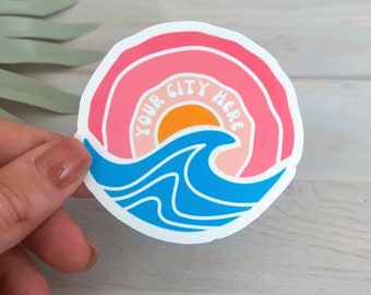 Custom Ocean Sticker Decal | Waterproof Vinyl Sticker || die-cut ocean stickers surf sticker summer coastal sticker beach aesthetic sticker