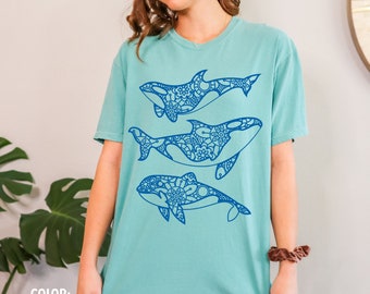 Orca Shirt Whale Shirt Ocean Animal Shirt Respect the Locals Beachy Shirt Ecology Shirt Coconut Girl Ocean Inspired Style Mandala Shirt