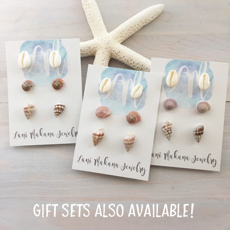 Seashell Stud Earrings Shell Earrings Beach Stud Earrings Etsy
