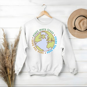 Earth Day Sweatshirt Save the Bees Plant More Trees Clean the Seas Environmental Clothing Save The Planet Gildan Crewneck Sweatshirt image 3