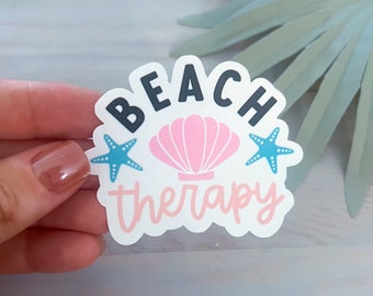 Beach Therapy Decal | Waterproof Vinyl Sticker || die-cut ocean stickers surf sticker summer coastal sticker beach aesthetic sticker