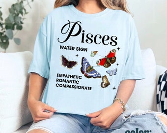 Pisces Shirt Zodiac Moth Shirt Teenage Girl Gifts Butterfly Shirt Pisces Gift Dark Academia Mystical Shirt February Birthday March Birthday