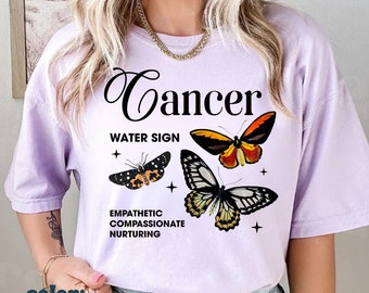 Cancer Shirt Zodiac Moth Shirt Teenage Girl Gifts Butterfly Shirt Cancer Gift Dark Academia Mystical Shirt June Birthday July Birthday