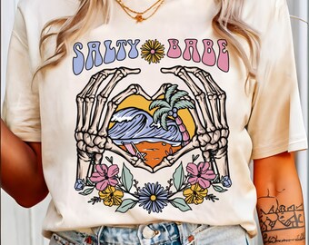 Salty Shirt Beachy Shirt Coconut Girl Skeleton Shirt Surfer Shirt Salty Babe VSCO Preppy Shirt Ocean Inspired Style Surfing Skeleton Y2K