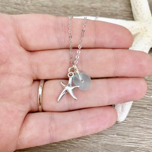 Sea Glass Starfish Beach Charm Necklace imagem 4