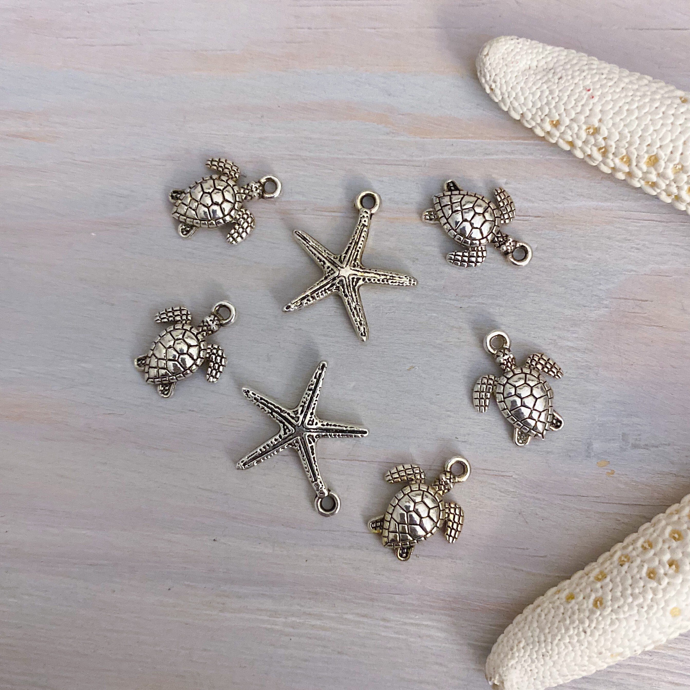 Silver Beach Charms Jewelry Supplies Destash Wholesale Etsy