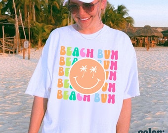 Beach Bum Neon Smiley Tee - Summer Smiley Tshirt - Happy Face Tee - Neon Summer Tee - Smiley Tee - Comfort Colors Women's Unisex Tee