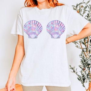 Seashell Bra Shirt Mermaidcore Clothing Mermaid Bra Mermaid Shirt Beachy Shirt Mermaid Aesthetic Ocean Inspired Style Mermaid Core image 1