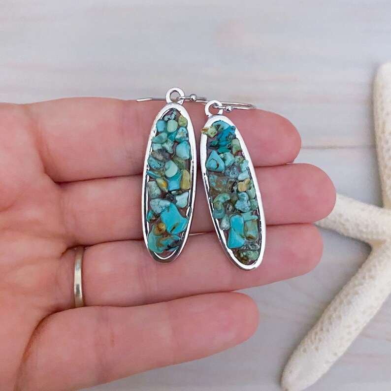 Raw Stone Drop Earrings Raw Gemstone Earrings Resin Stone Etsy